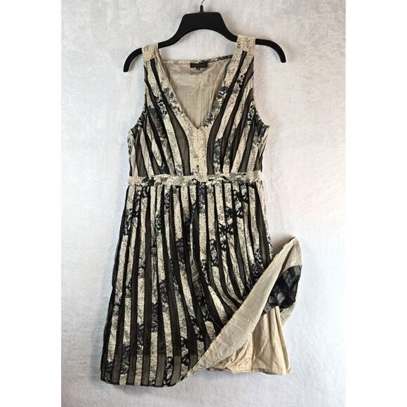 Adolfo Dominguez Ribbon Dress Skater Cocktail Party Sleeveless Sz 10 Above Knee - Picture 2 of 8